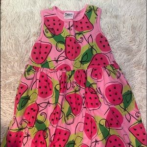 Girls Flapdoodles size6 adorable summer dress pink with strawberries